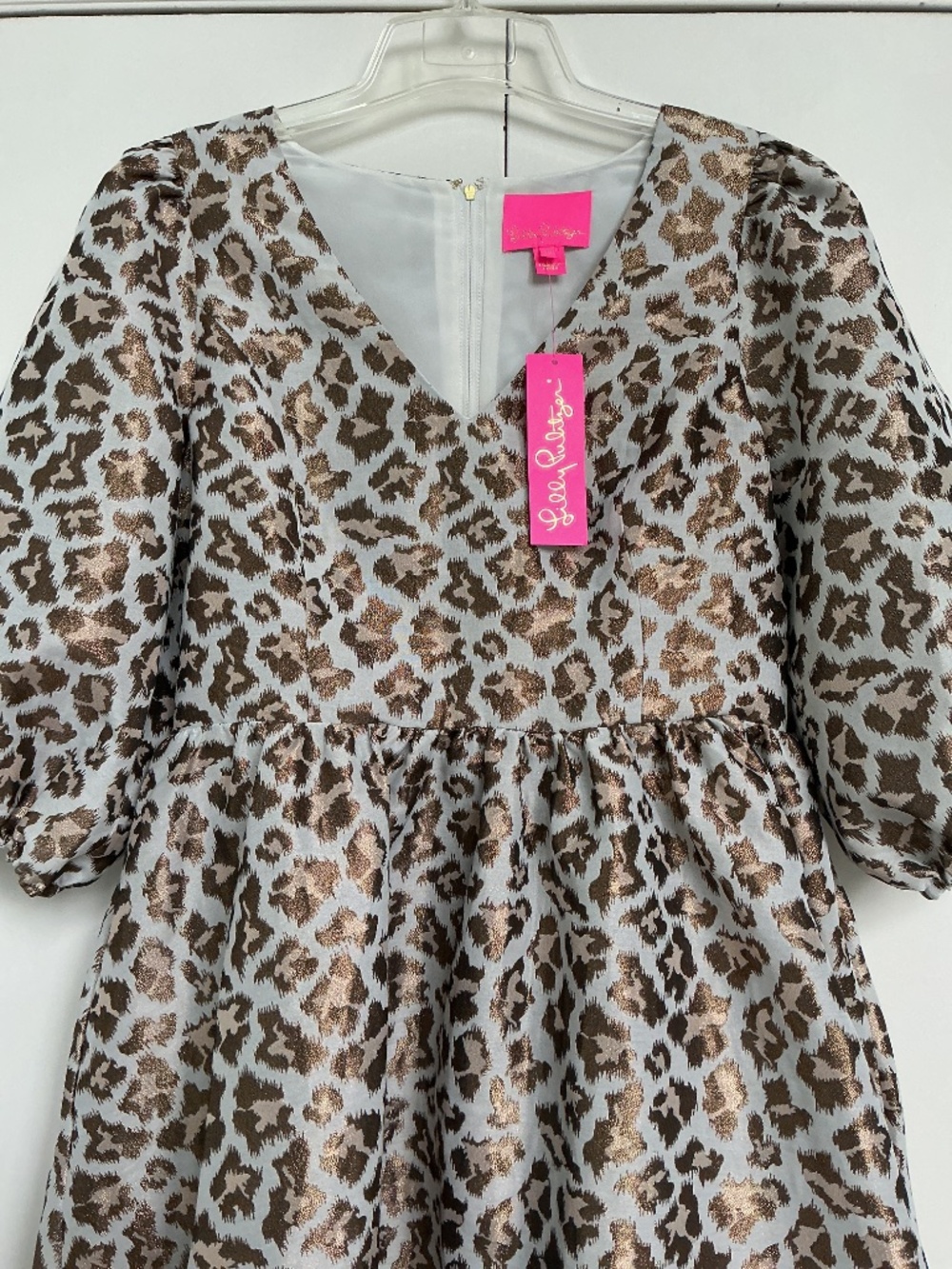Lilly Pulitzer sz 10 Calyssa Dress Gold Metallic Leopard Jacquard NWT - Picture 2 of 8